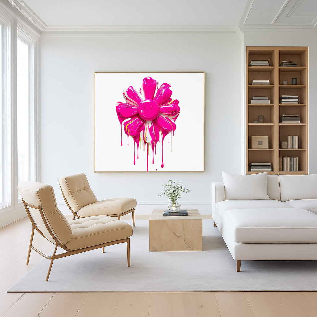 Pink Dripping Flower - Pop Art Print canvas wall art – And A Little More