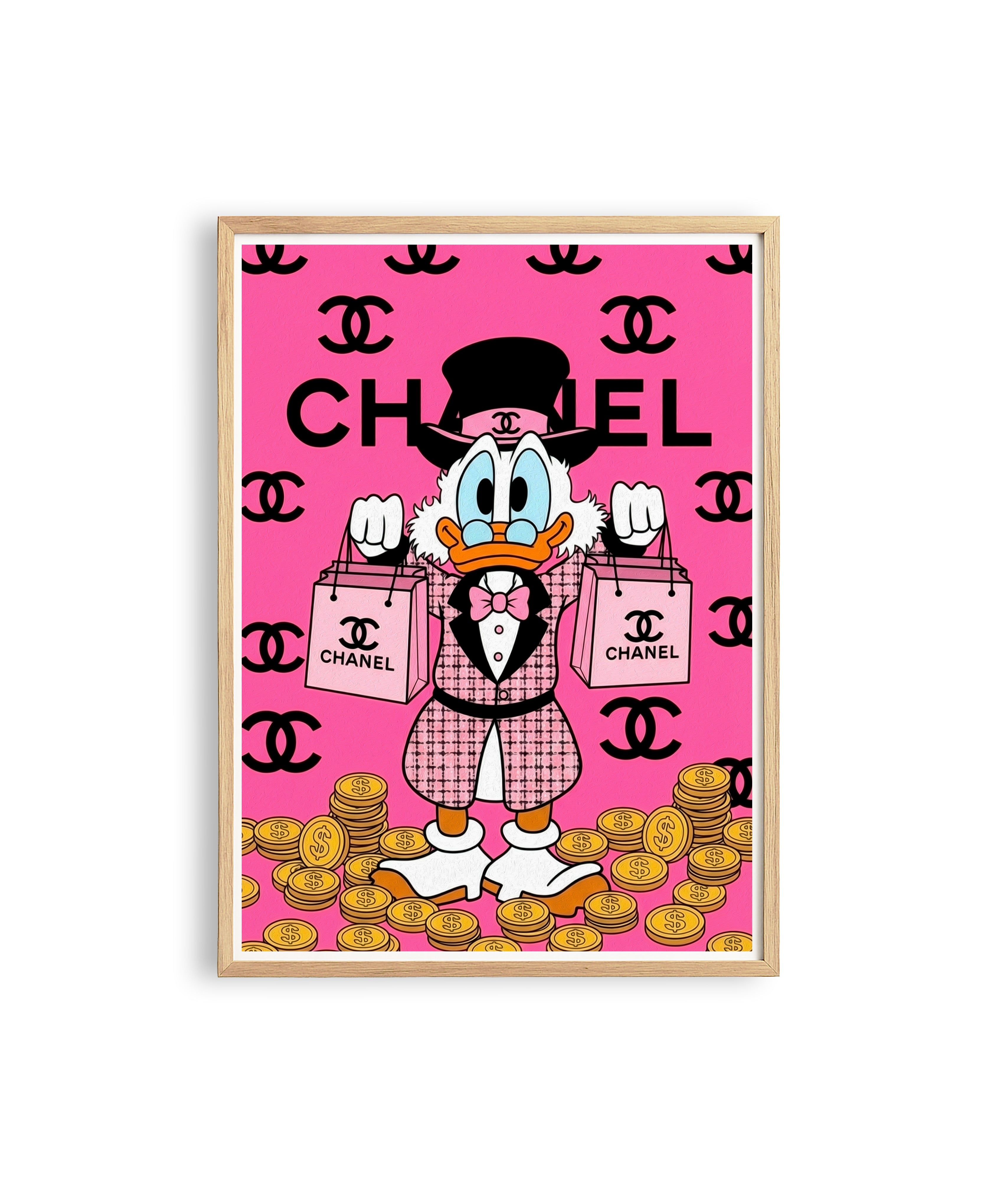 Pink Chanel Duck Cartoon Wall Art
