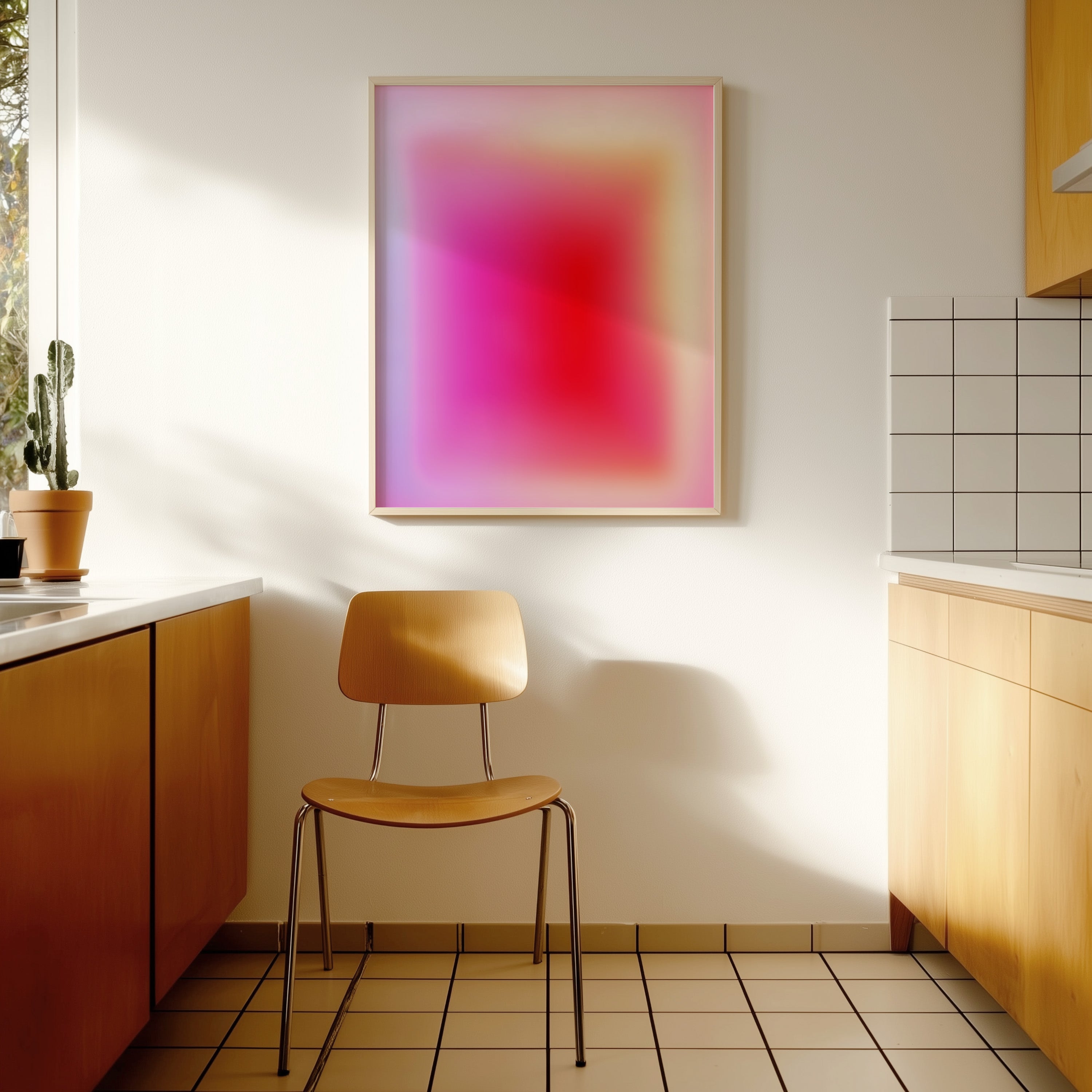 Pink Red Gradient Abstract Wall Art