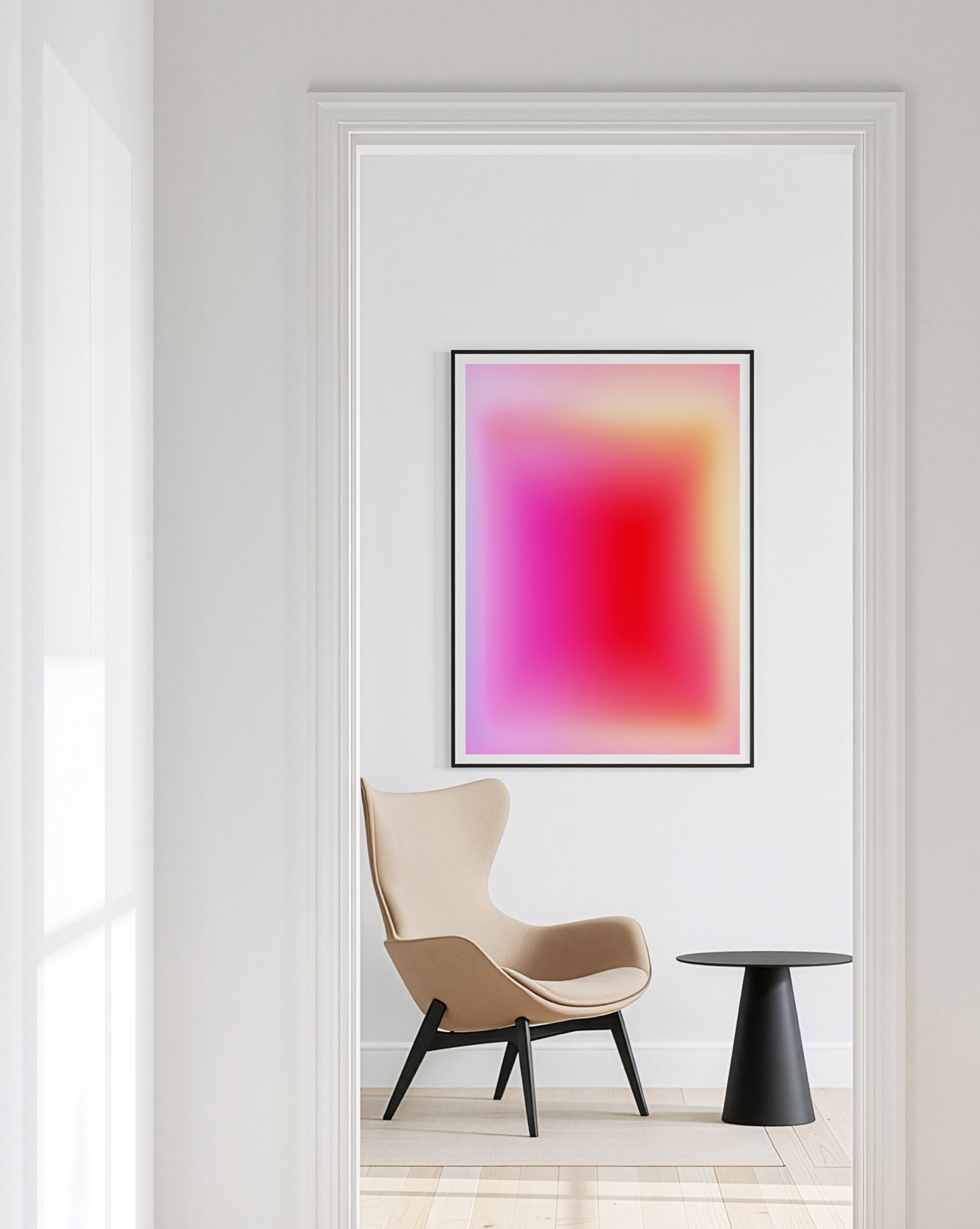 Pink Red Gradient Abstract Wall Art