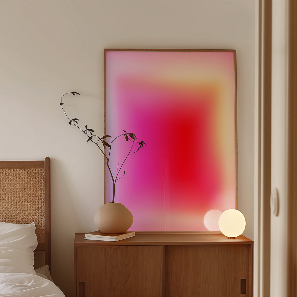 Pink Red Gradient Abstract Wall Art