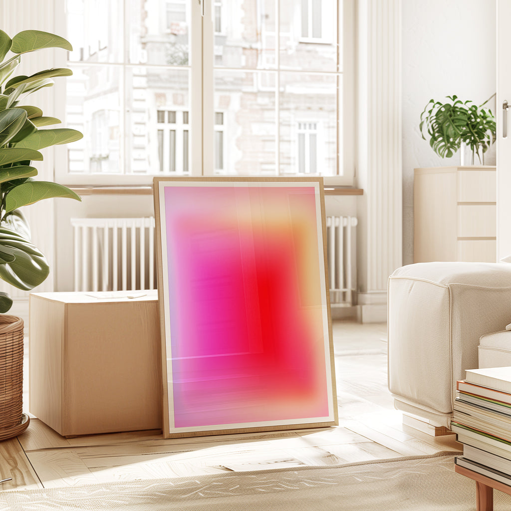 Pink Red Gradient Abstract Wall Art