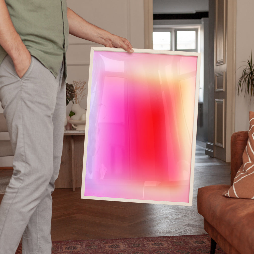 Pink Red Gradient Abstract Wall Art