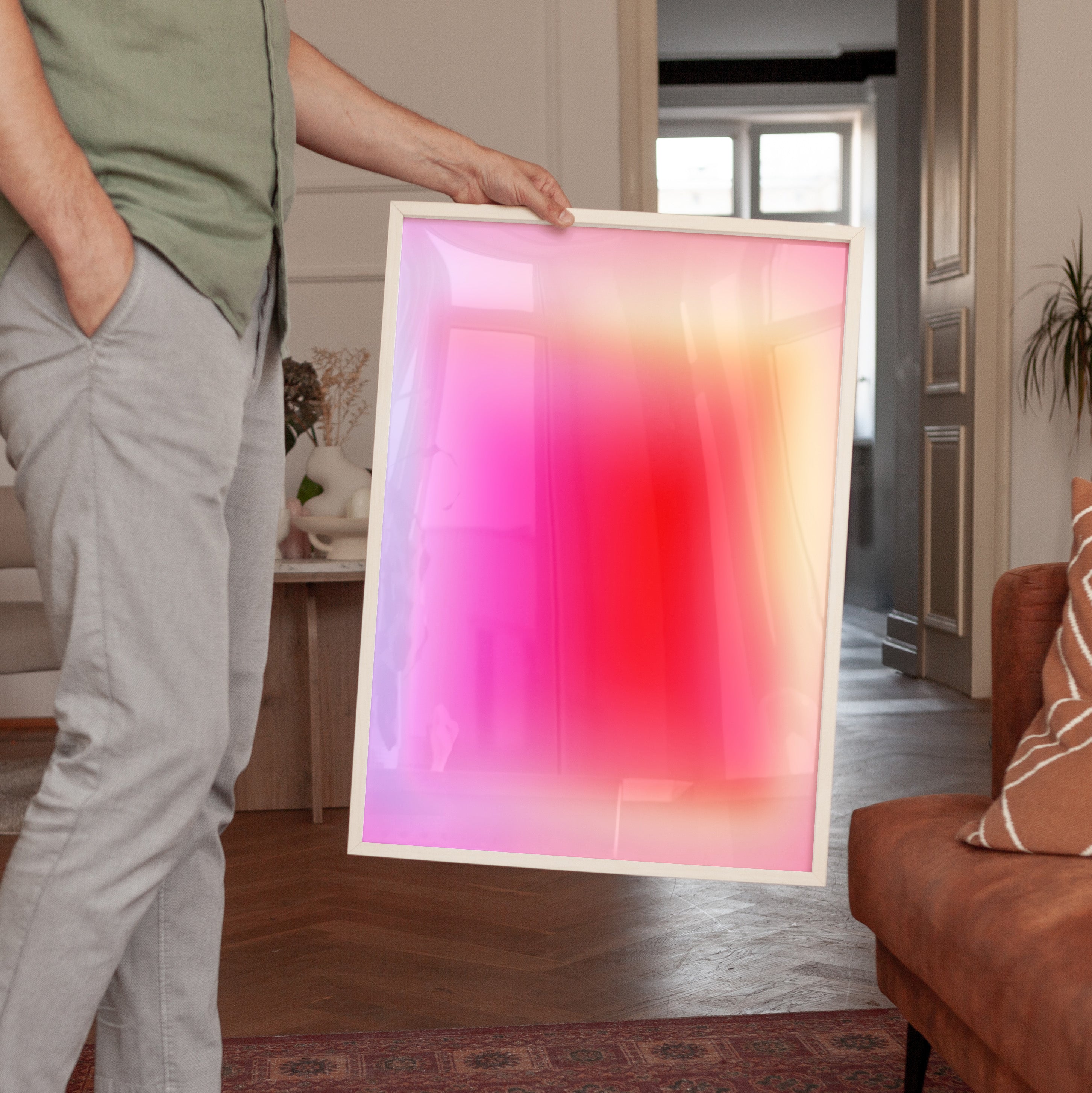 Pink Red Gradient Abstract Wall Art