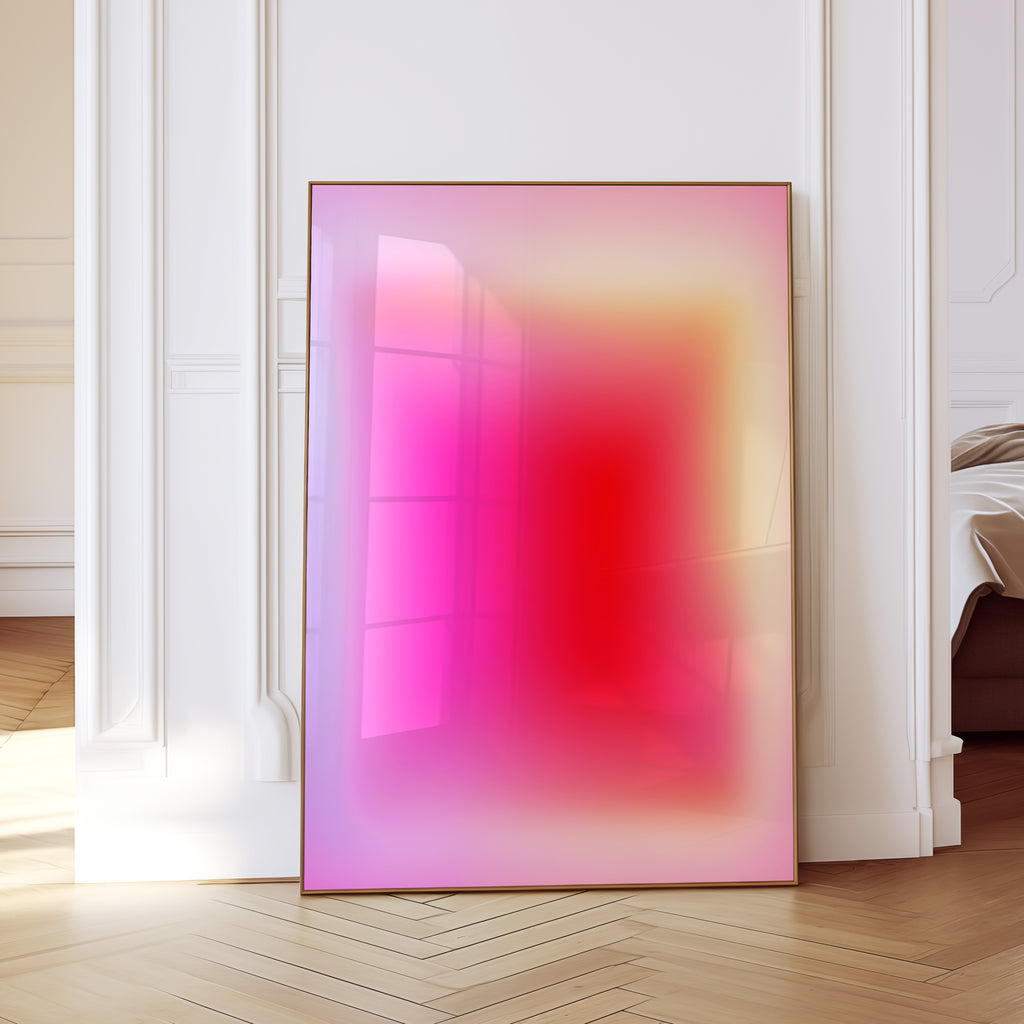Pink Red Gradient Abstract Wall Art