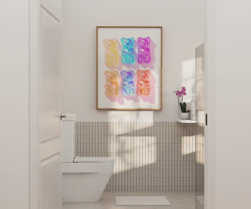 Colorful Gummy Bear Art Print: Sweet Kids Room Decor