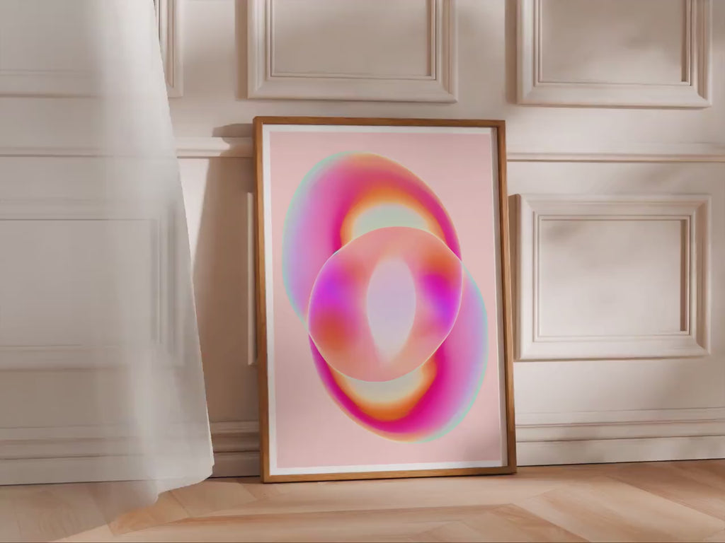 Pink Abstract Art Print, Colorful Gradient Wall Decor, Modern Aura Poster