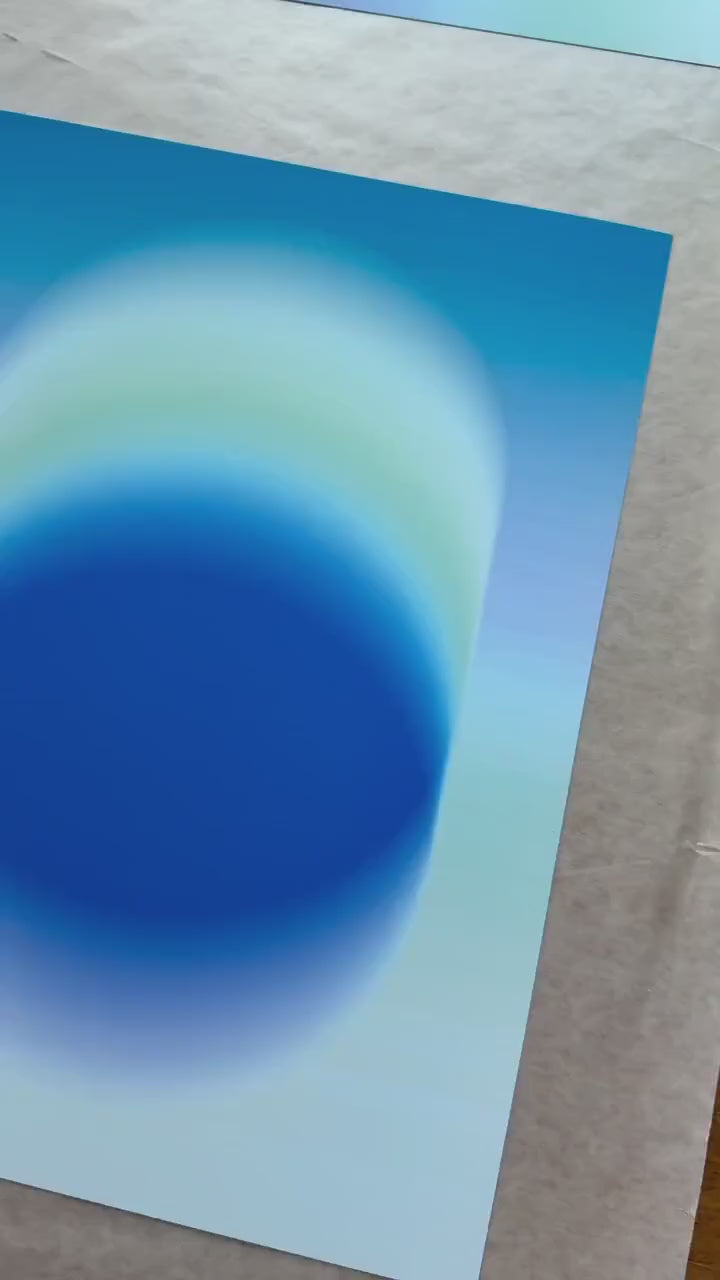 Blue Gradient Art Print, Aqua Aura Poster, Modern Wall Decor