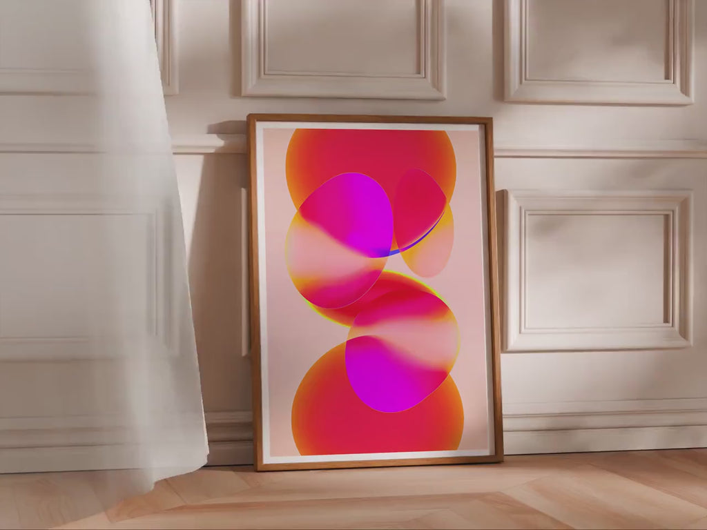 Pink Orange Gradient Abstract Print – Geometric Wall Art