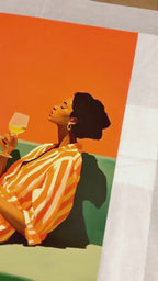 Black Woman Art Print, Afrocentric Wall Art, Orange Wine Poster
