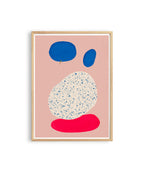 Blue Red Circle Abstract Shapes Art Print: Minimalist Modern Wall Decor