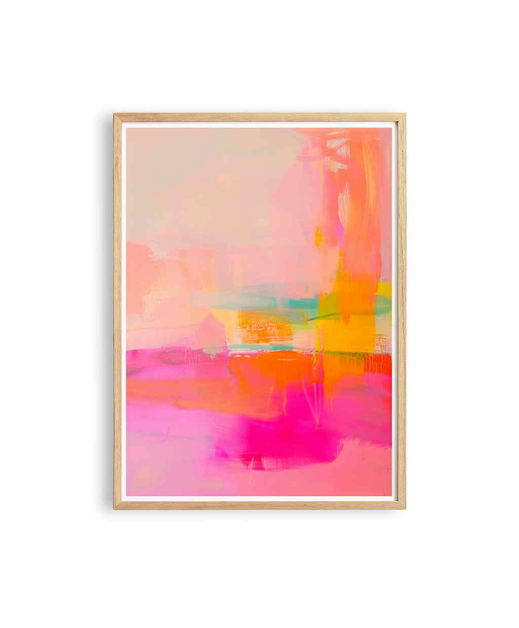Pink Orange Abstract Wall Art Print, Modern Gradient Artwork for Living Room