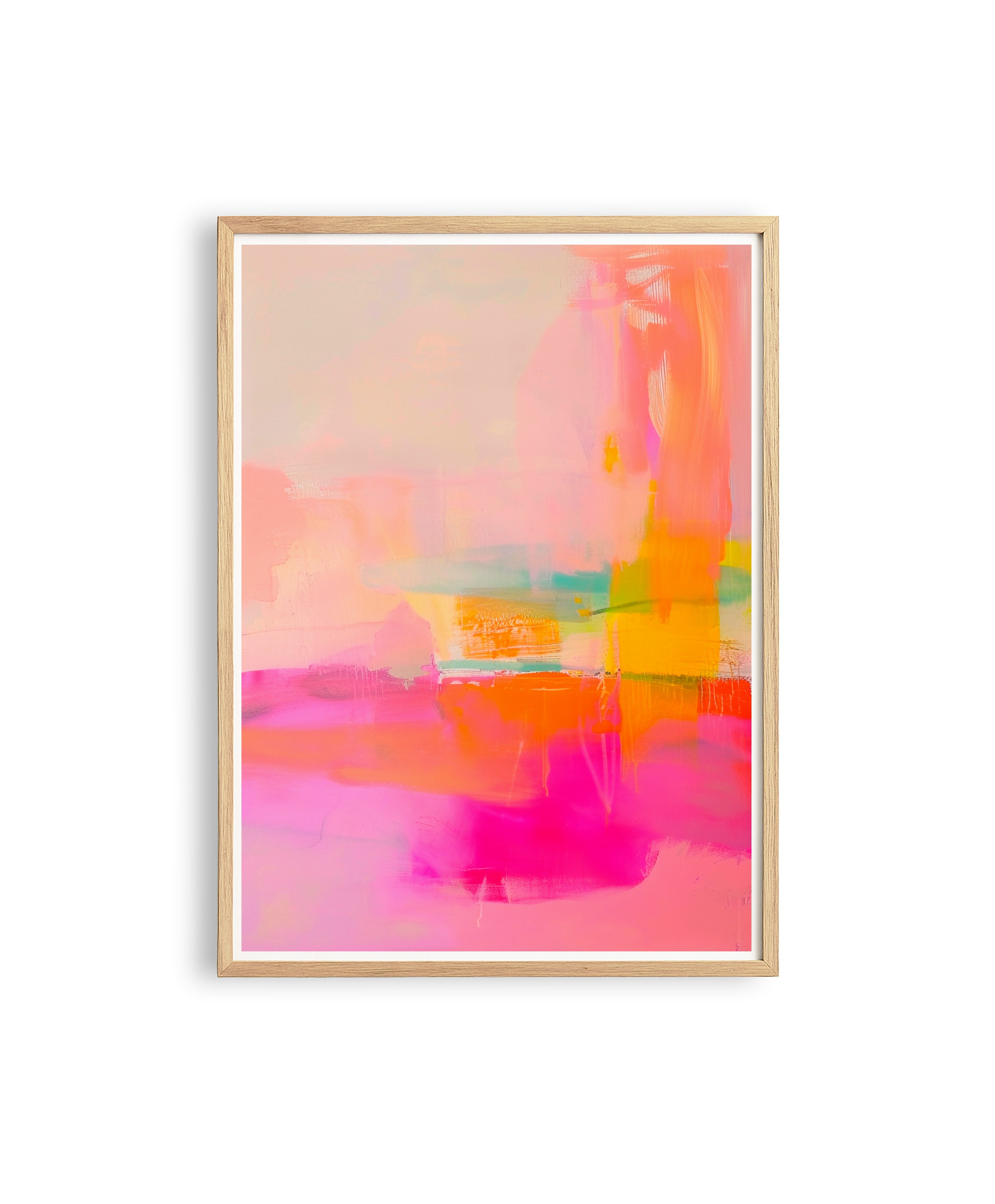 Pink Orange Abstract Wall Art Print, Modern Gradient Artwork for Living Room