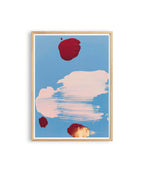 Blue Abstract Wall Art, Red Brush Stroke Painting, Modern Contemporary Poster Decor