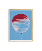 Crimson Circle Abstract Print, Blue Drip Painting Poster, Modern Geometric Canvas Decor