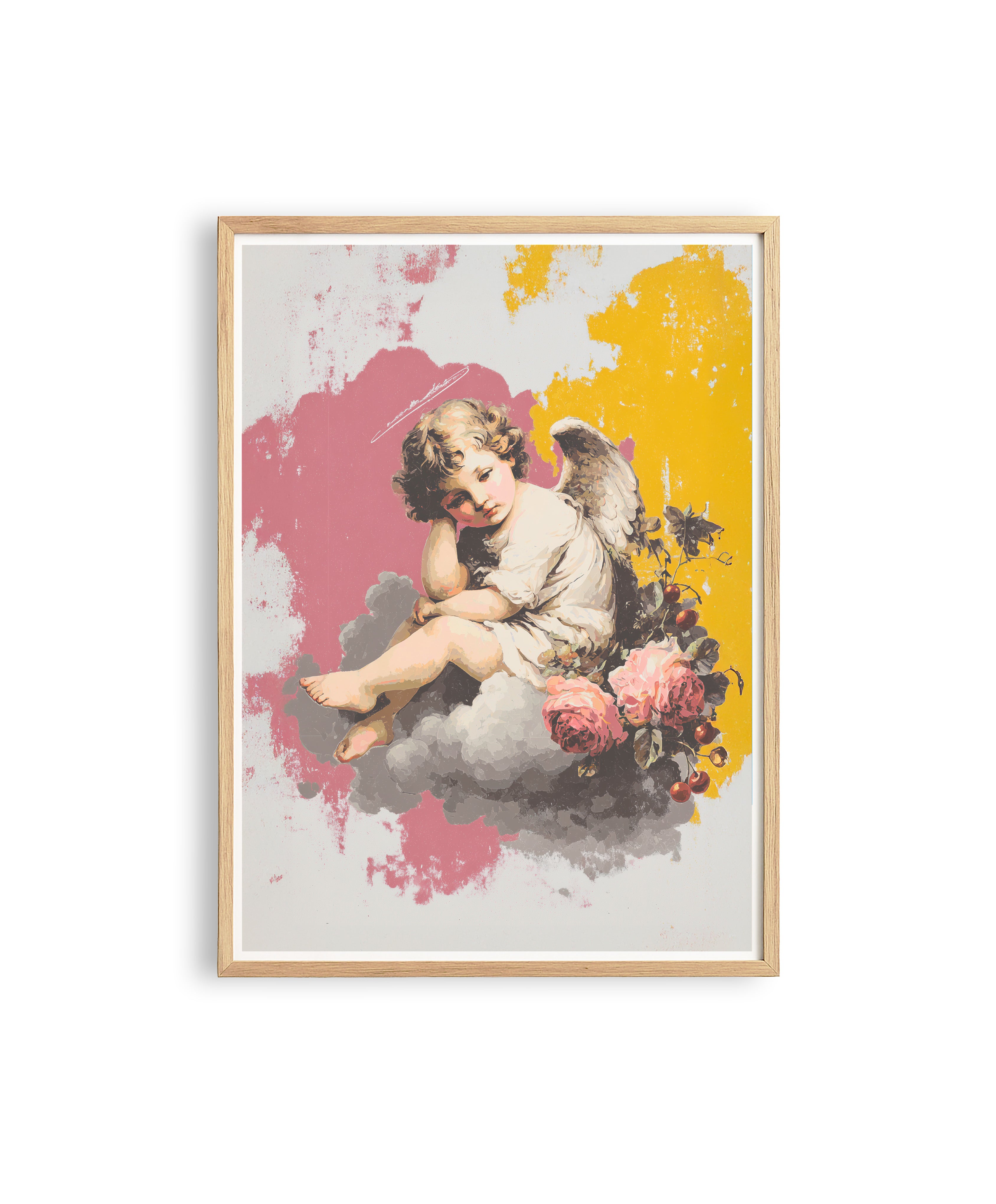 Faith Angel Wall Art Print, Vintage Cherub Printable, Christian Wall Decor, Heavenly Aesthetic