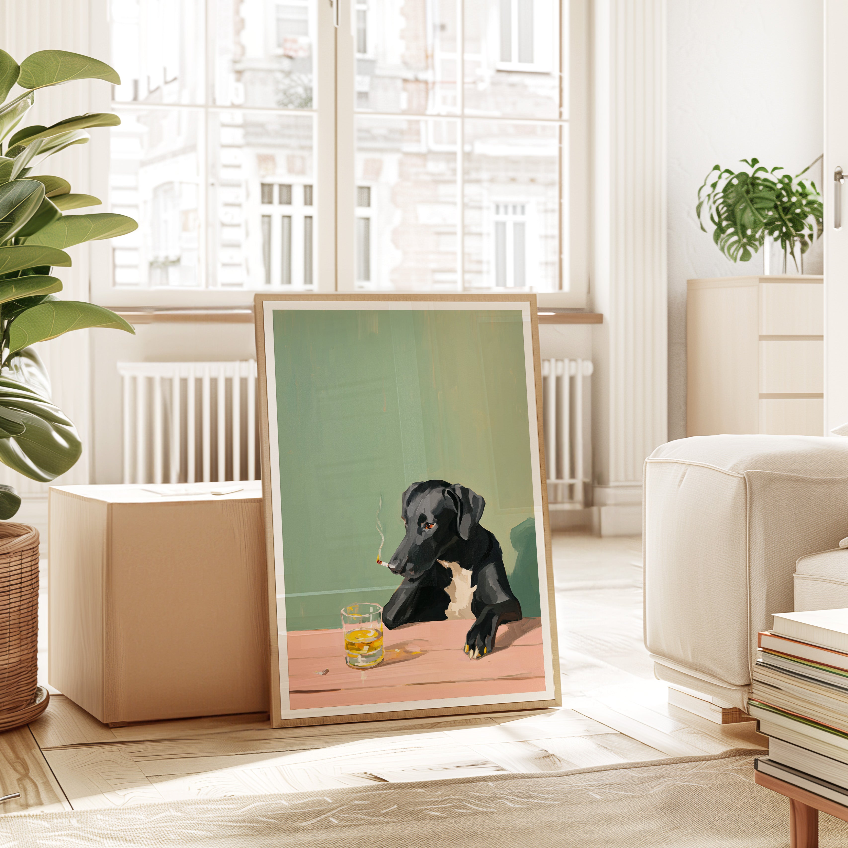 Smoking Dog Wall Art